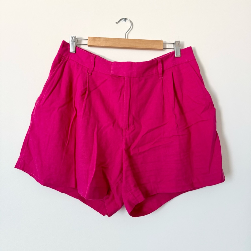 A New Day Linen Blend Shorts Hot Pink Size 14